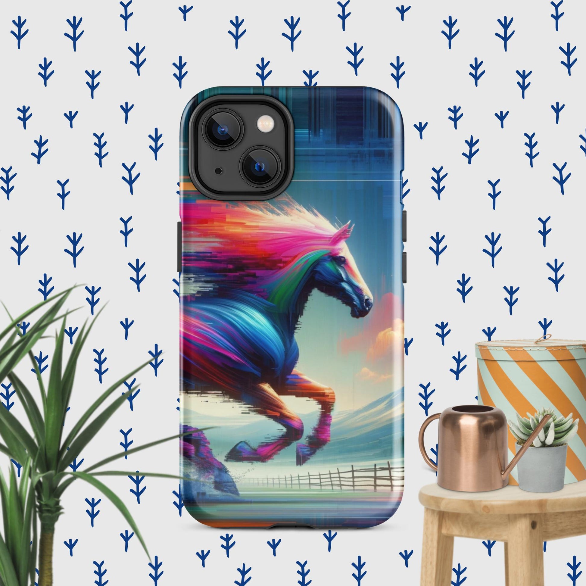 The Hologram Hook Up Glossy / iPhone 14 Horse Glitch Tough Case for iPhone®