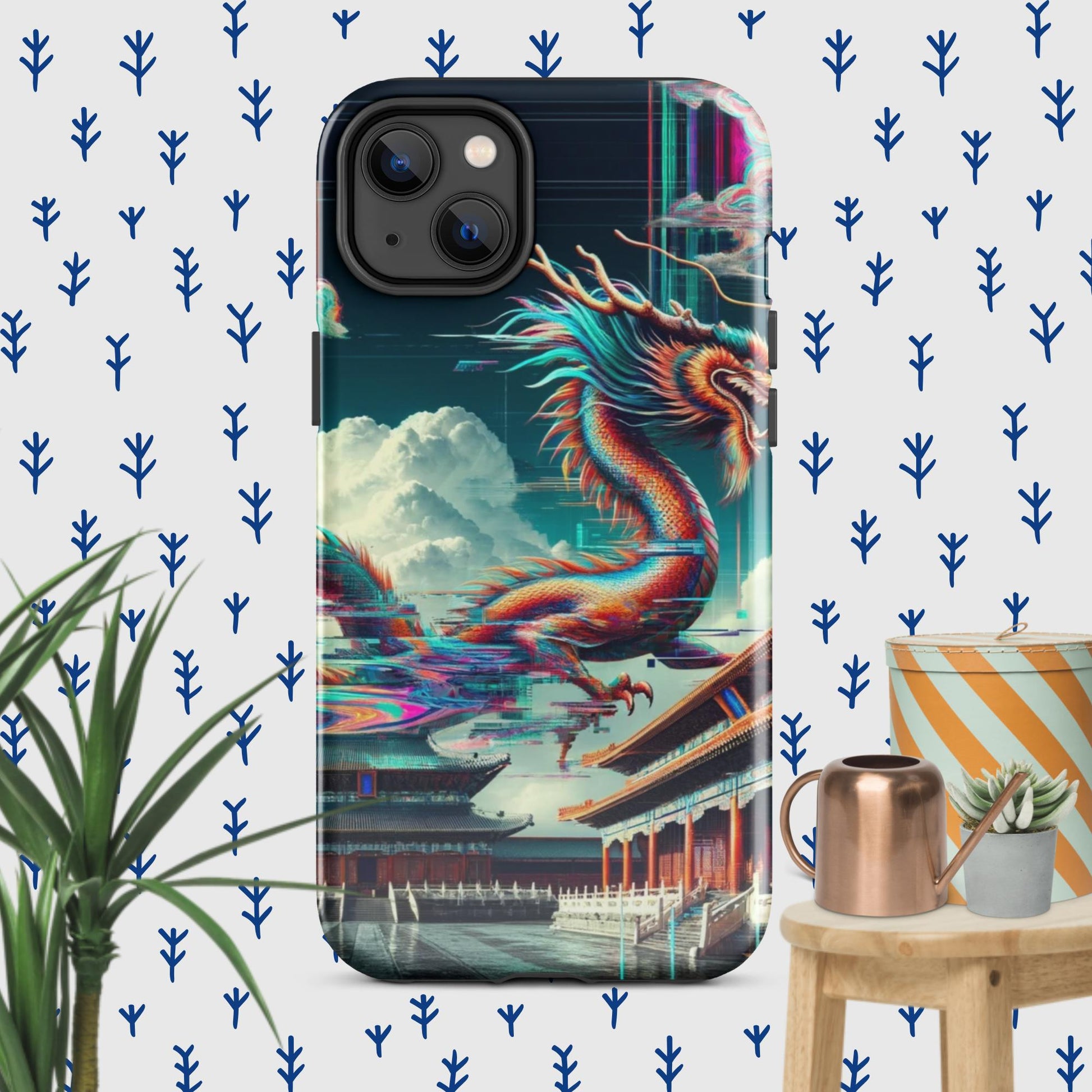 The Hologram Hook Up Glossy / iPhone 14 Plus Dragon Glitch Tough Case for iPhone®