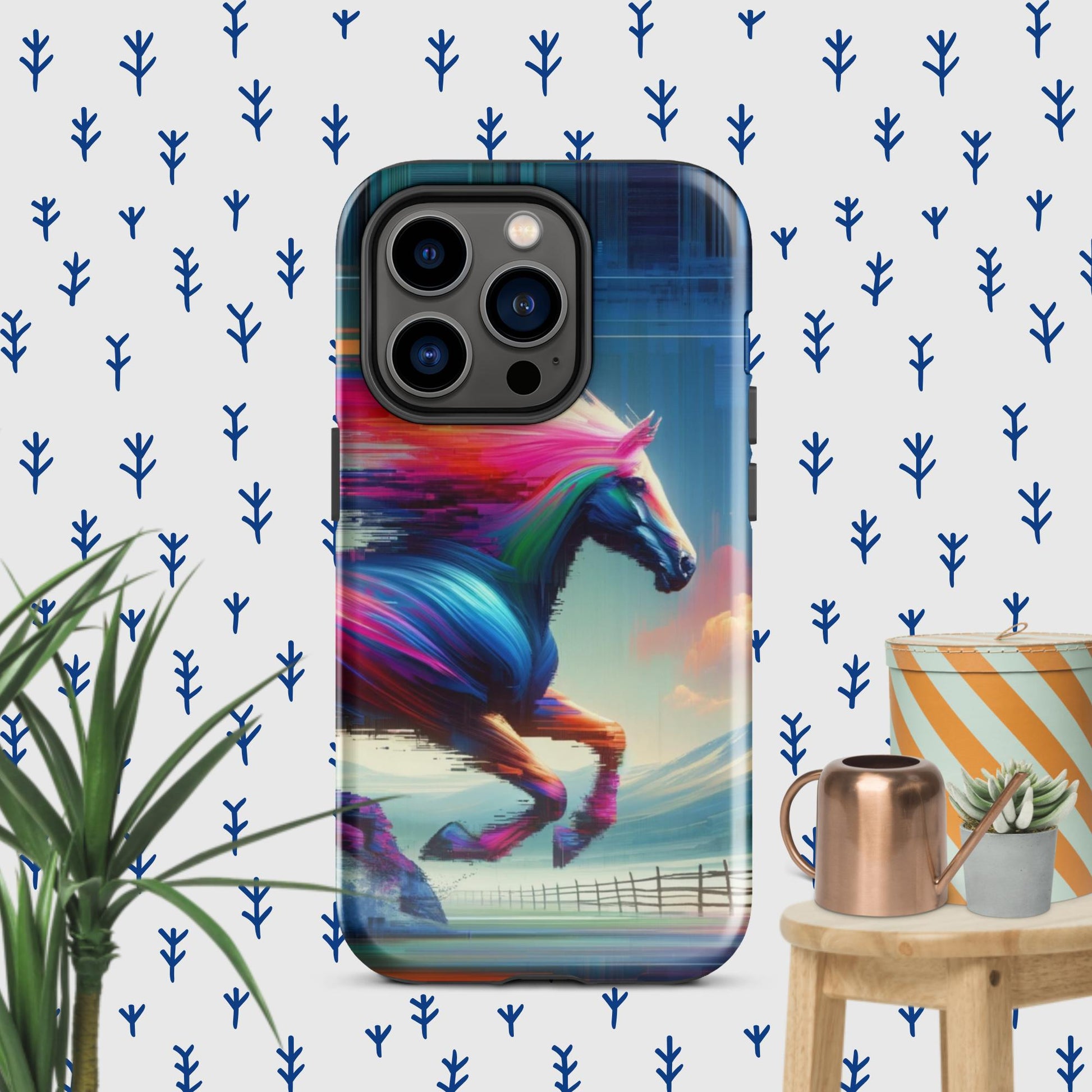 The Hologram Hook Up Glossy / iPhone 14 Pro Horse Glitch Tough Case for iPhone®
