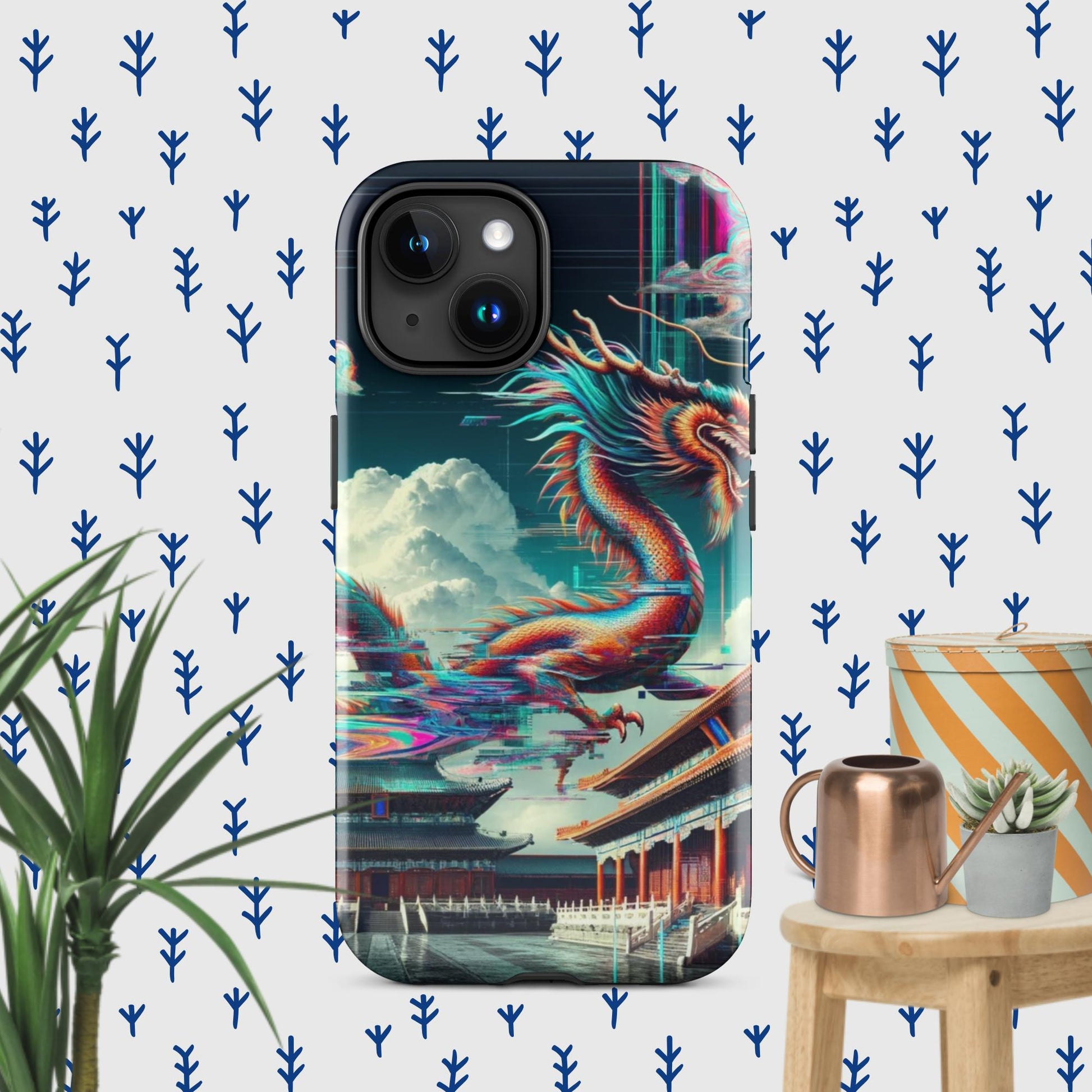 The Hologram Hook Up Glossy / iPhone 15 Dragon Glitch Tough Case for iPhone®