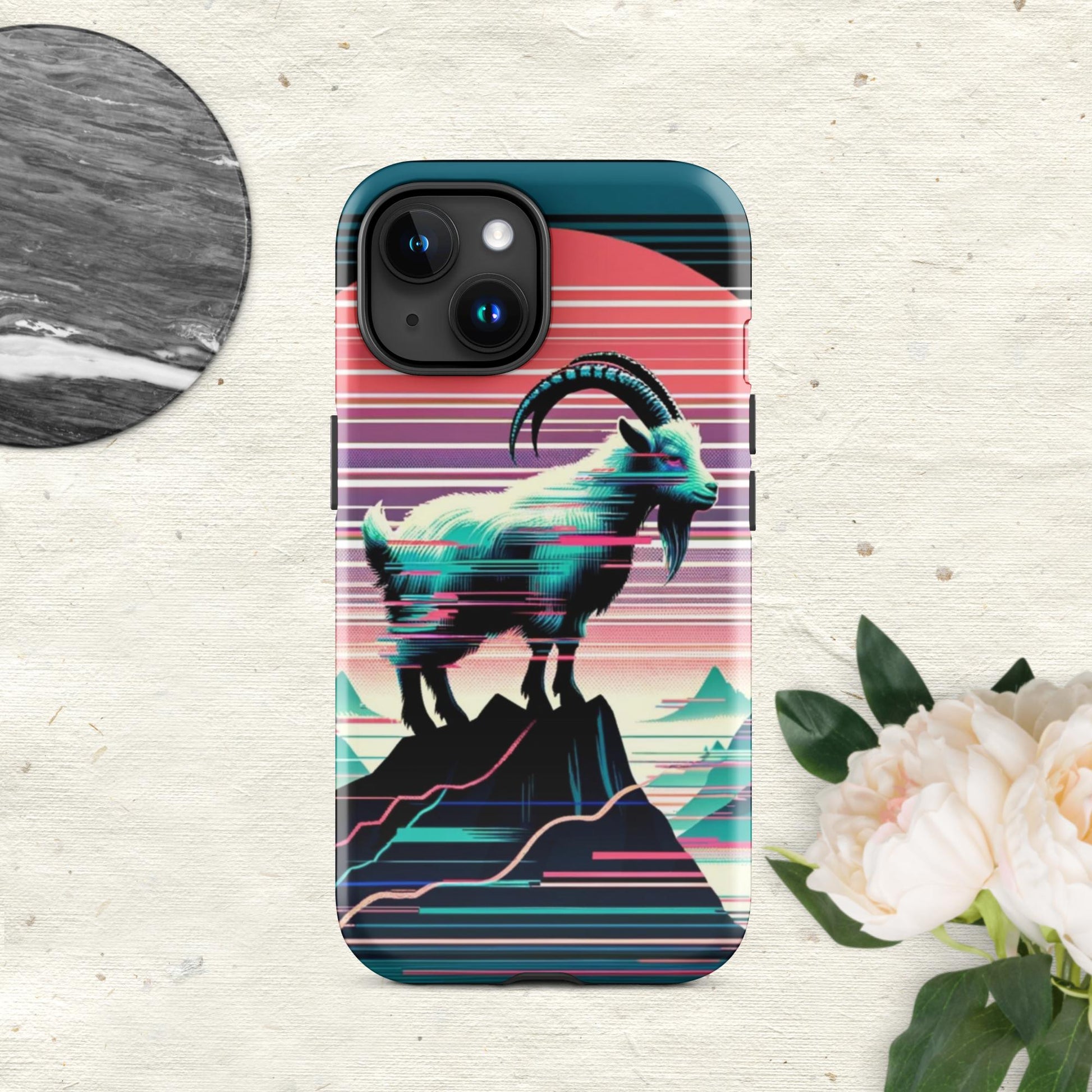 The Hologram Hook Up Glossy / iPhone 15 Goat Glitch Tough Case for iPhone®