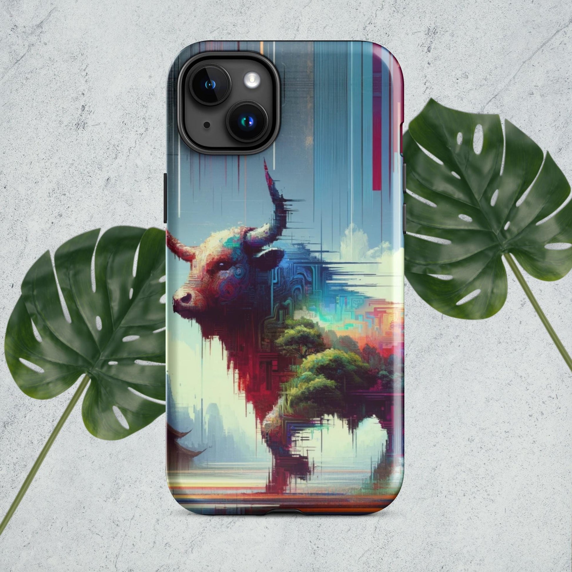 The Hologram Hook Up Glossy / iPhone 15 Plus Ox Glitch Tough Case for iPhone®
