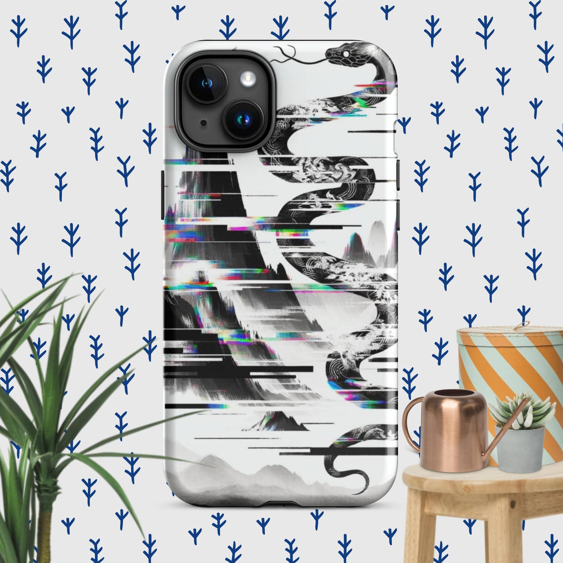 The Hologram Hook Up Glossy / iPhone 15 Plus Snake Glitch Tough Case for iPhone®