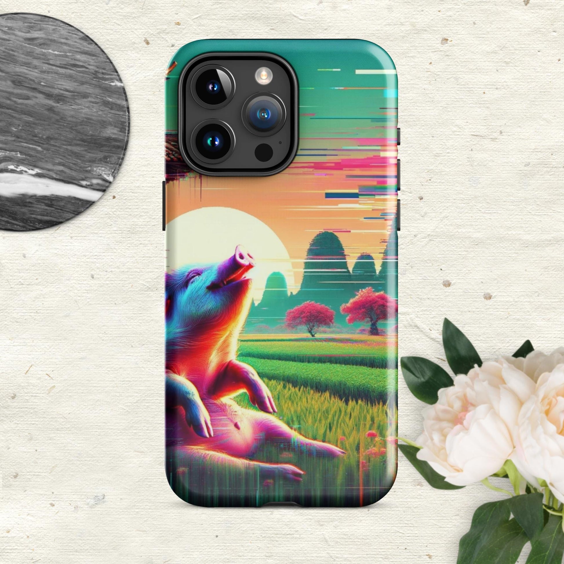 The Hologram Hook Up Glossy / iPhone 15 Pro Max Pig Glitch Tough Case for iPhone®