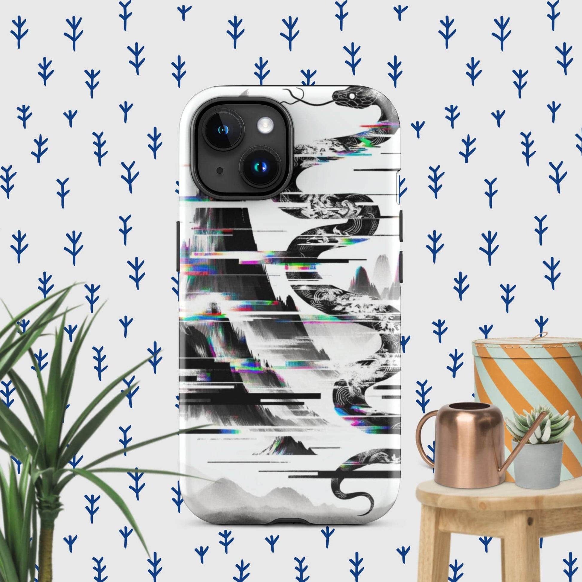 The Hologram Hook Up Glossy / iPhone 15 Snake Glitch Tough Case for iPhone®