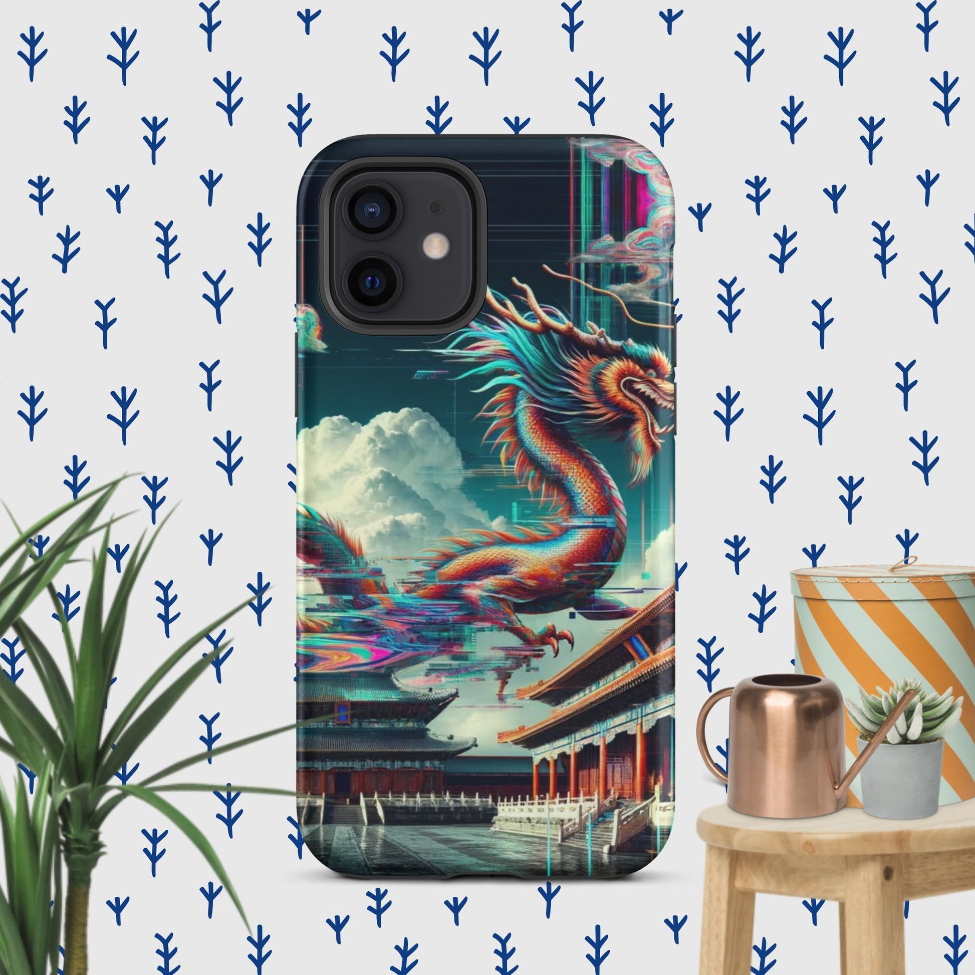 The Hologram Hook Up Matte / iPhone 12 Dragon Glitch Tough Case for iPhone®