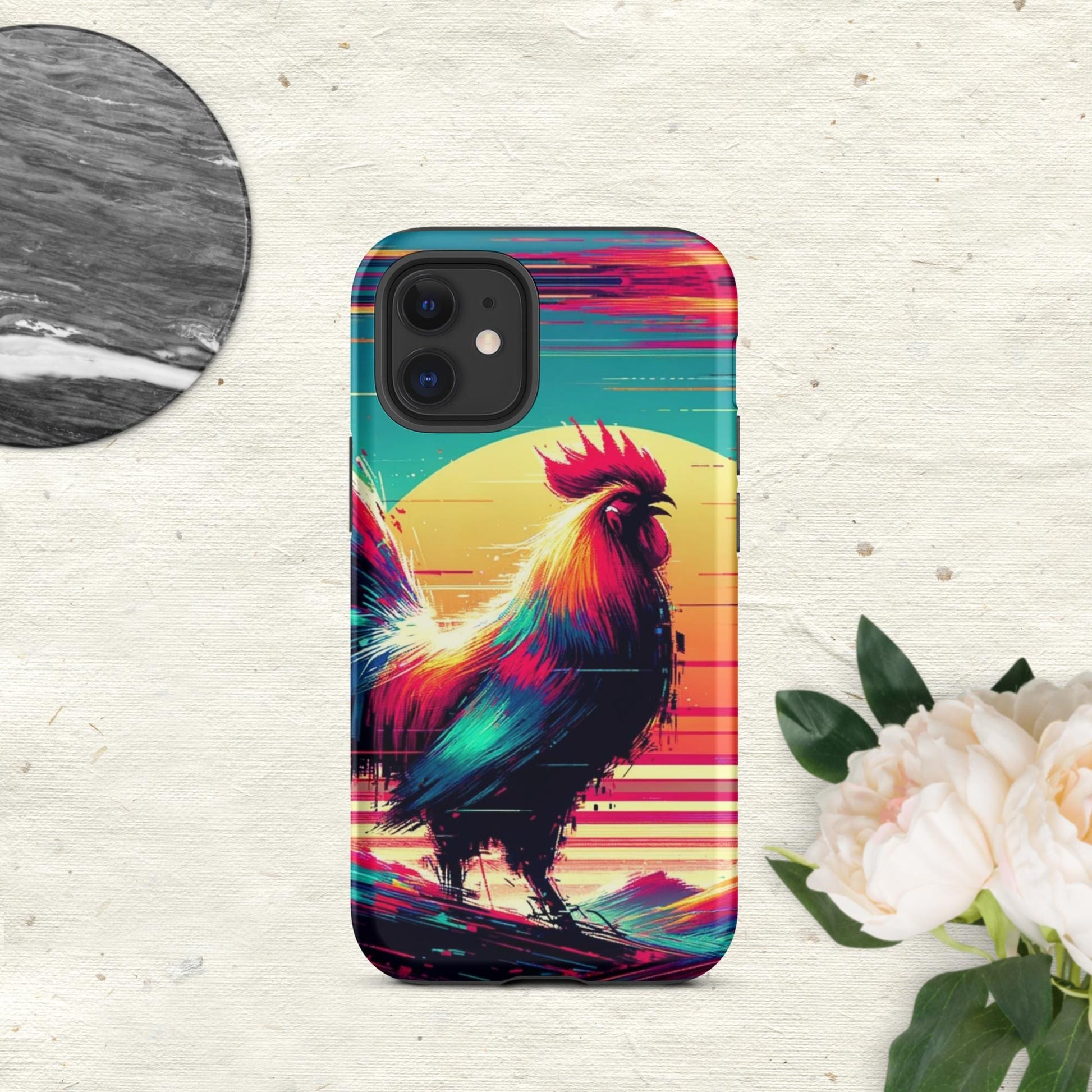 The Hologram Hook Up Matte / iPhone 12 mini Rooster Glitch Tough Case for iPhone®