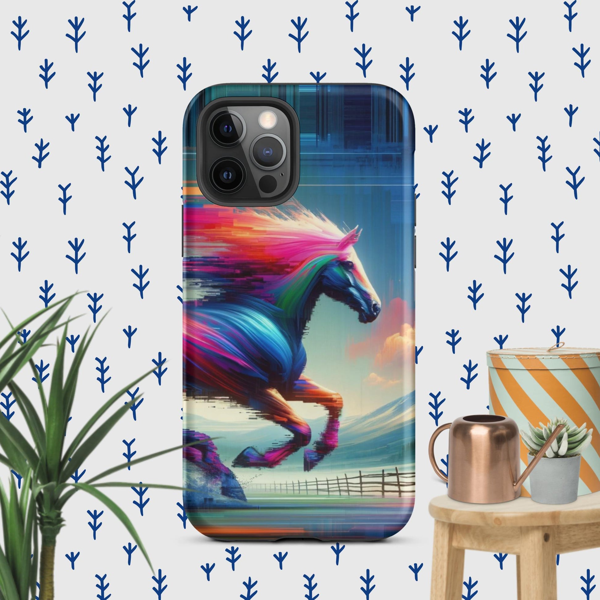 The Hologram Hook Up Matte / iPhone 12 Pro Horse Glitch Tough Case for iPhone®