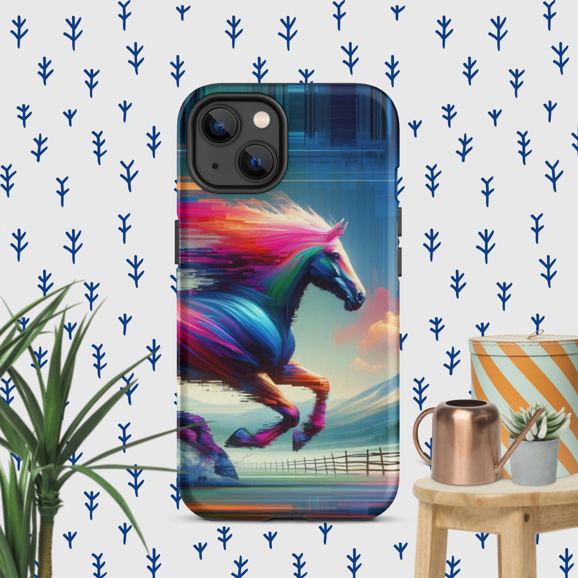 The Hologram Hook Up Matte / iPhone 13 Horse Glitch Tough Case for iPhone®