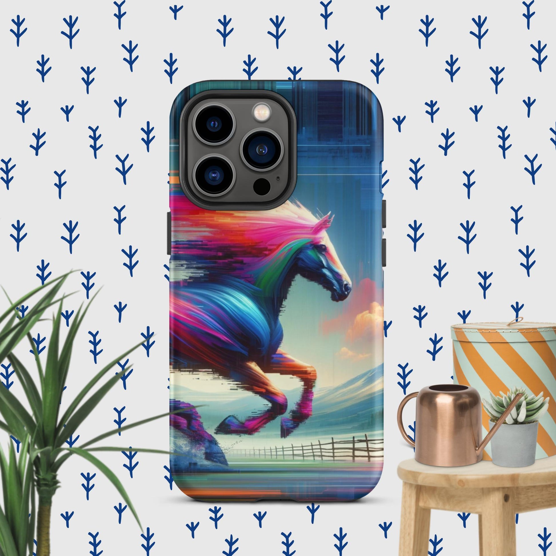 The Hologram Hook Up Matte / iPhone 13 Pro Horse Glitch Tough Case for iPhone®
