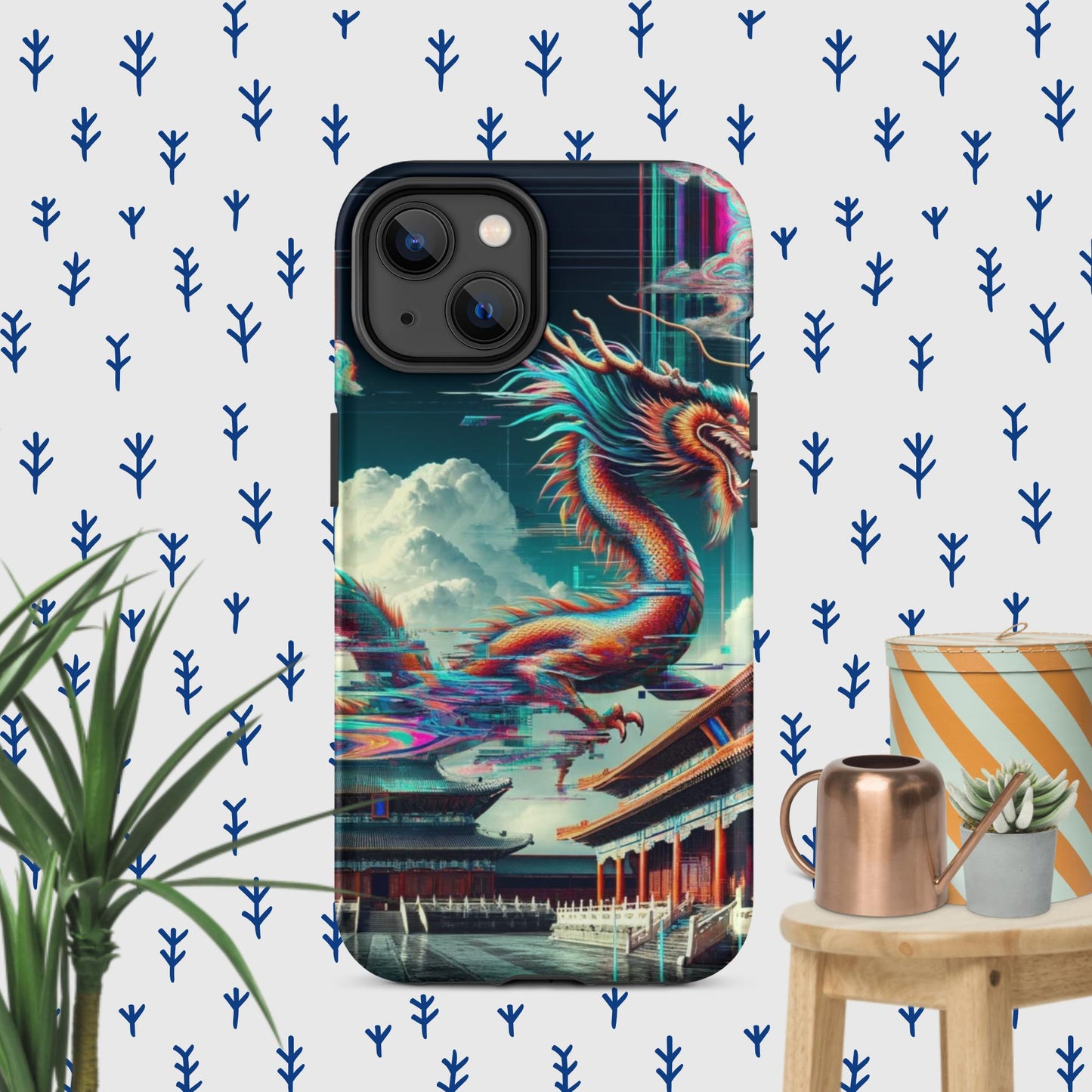 The Hologram Hook Up Matte / iPhone 14 Dragon Glitch Tough Case for iPhone®