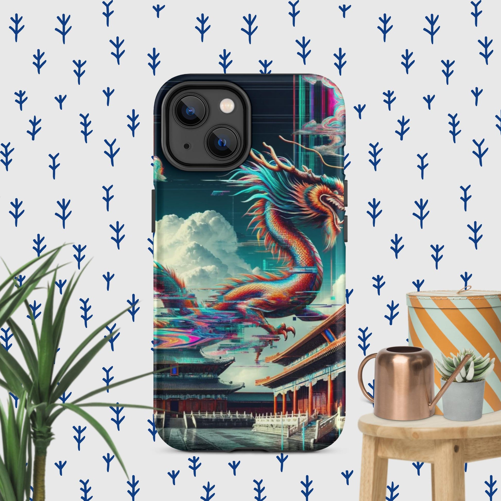 The Hologram Hook Up Matte / iPhone 14 Dragon Glitch Tough Case for iPhone®