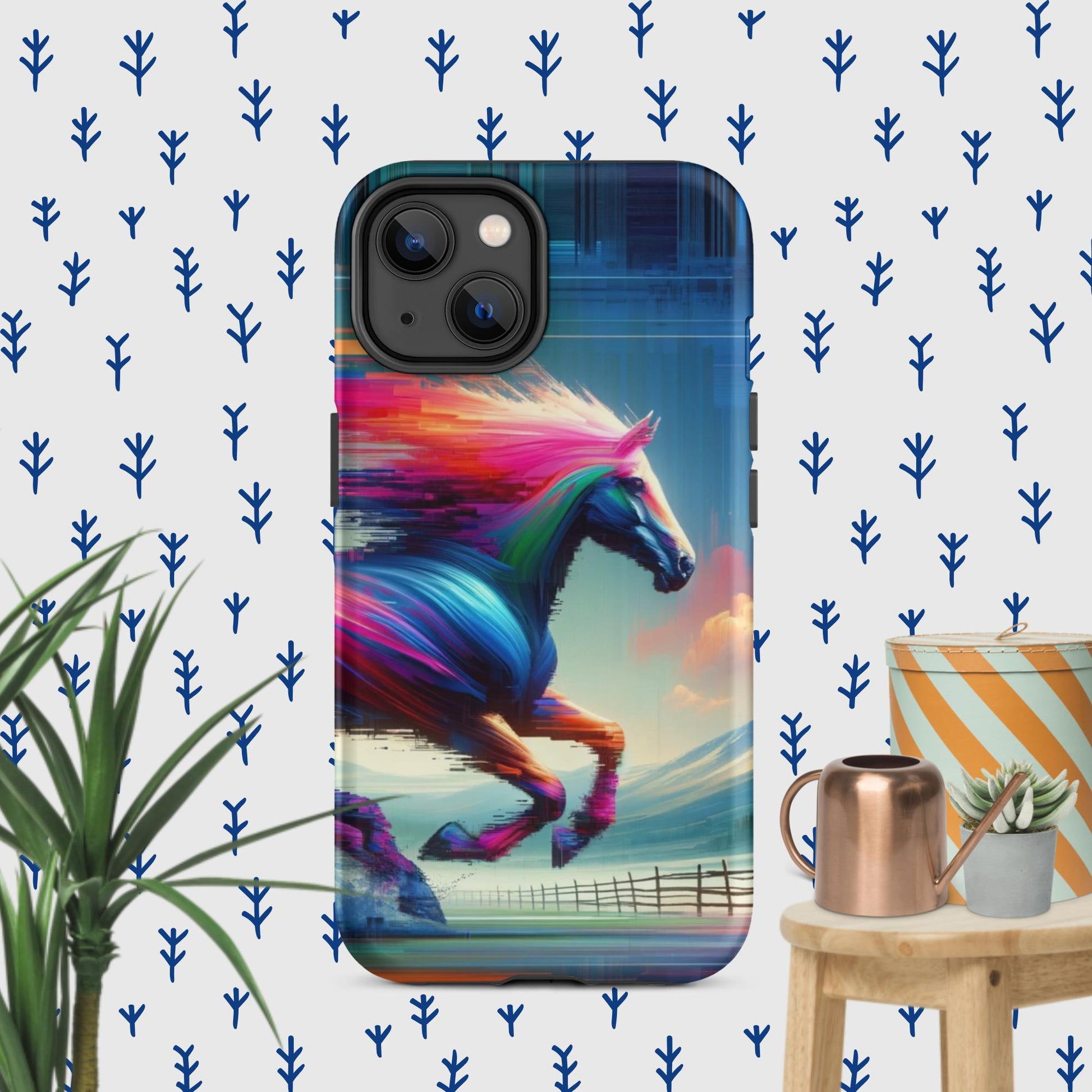 The Hologram Hook Up Matte / iPhone 14 Horse Glitch Tough Case for iPhone®