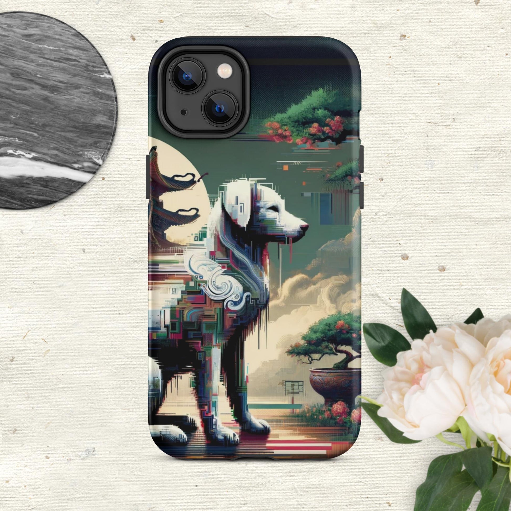The Hologram Hook Up Matte / iPhone 14 Plus Dog Glitch Tough Case for iPhone®
