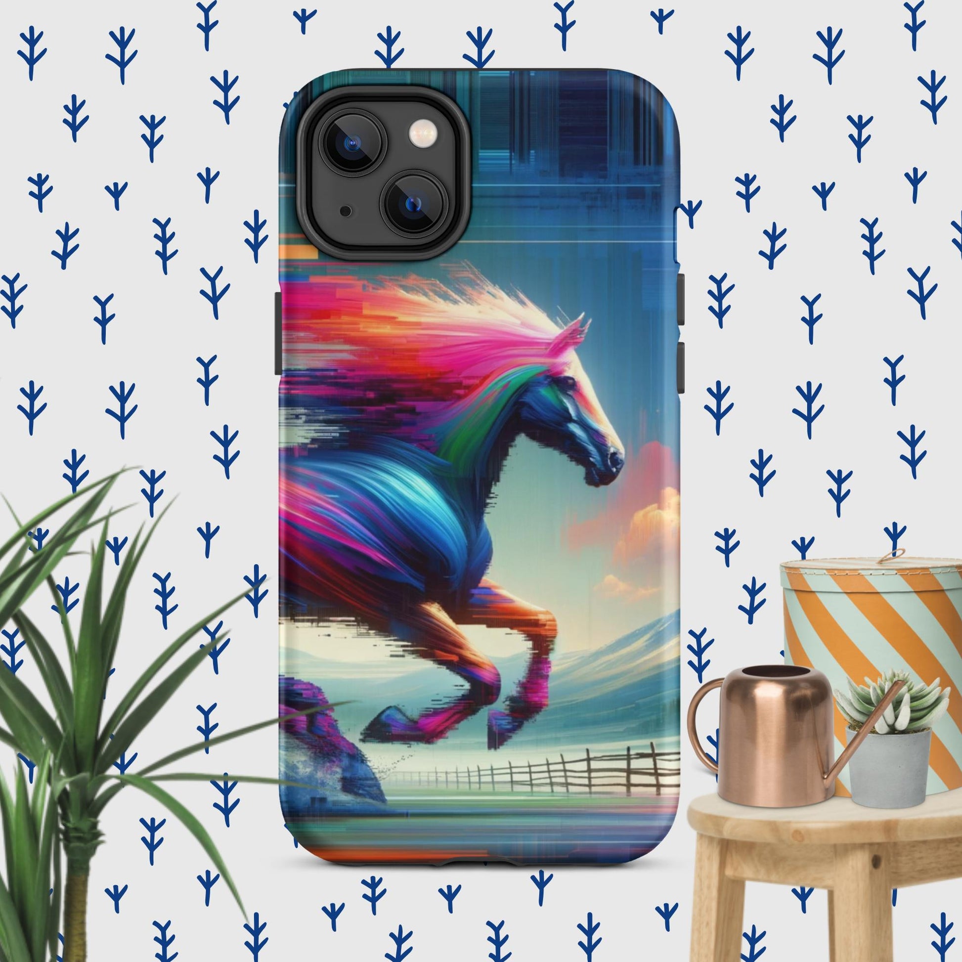 The Hologram Hook Up Matte / iPhone 14 Plus Horse Glitch Tough Case for iPhone®