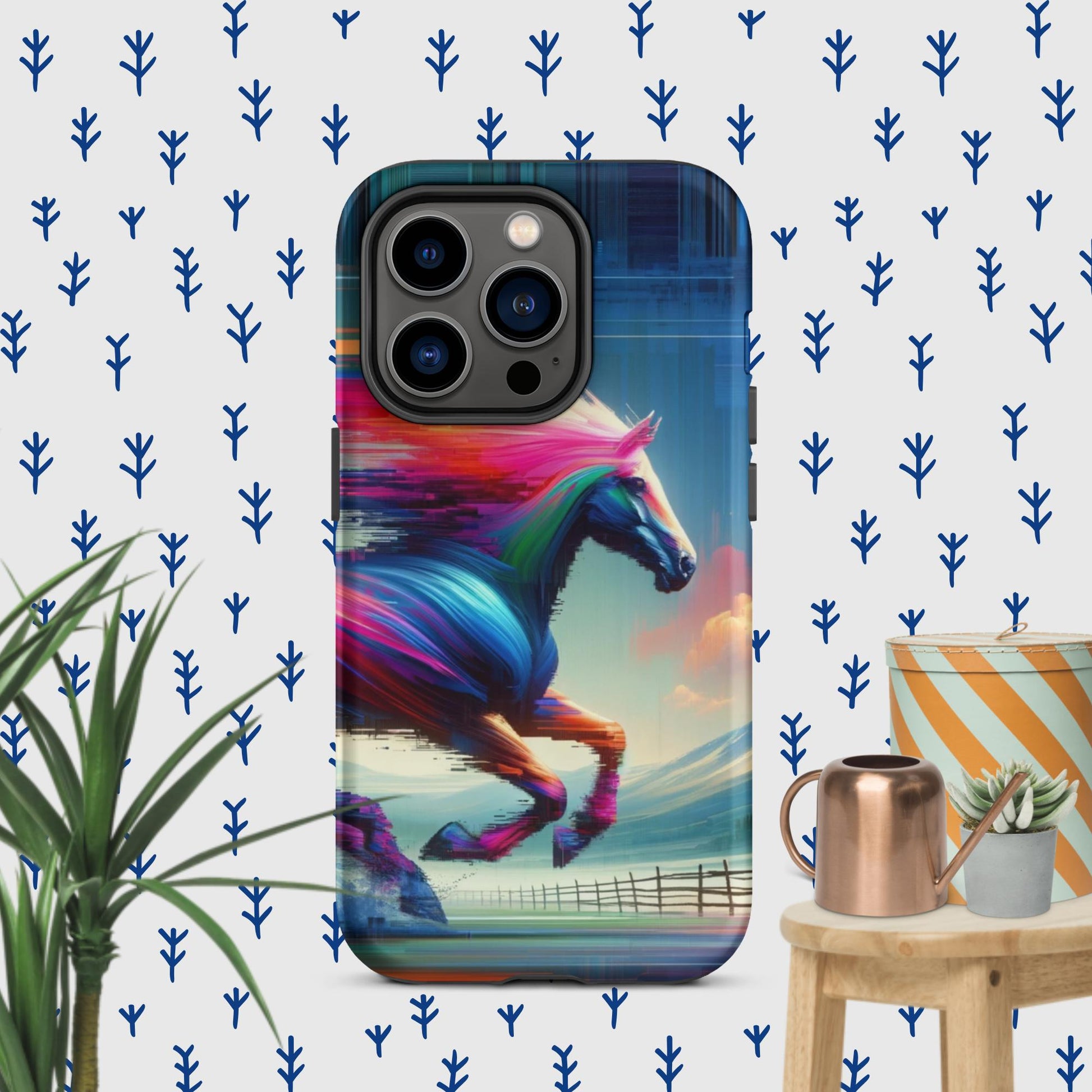 The Hologram Hook Up Matte / iPhone 14 Pro Horse Glitch Tough Case for iPhone®