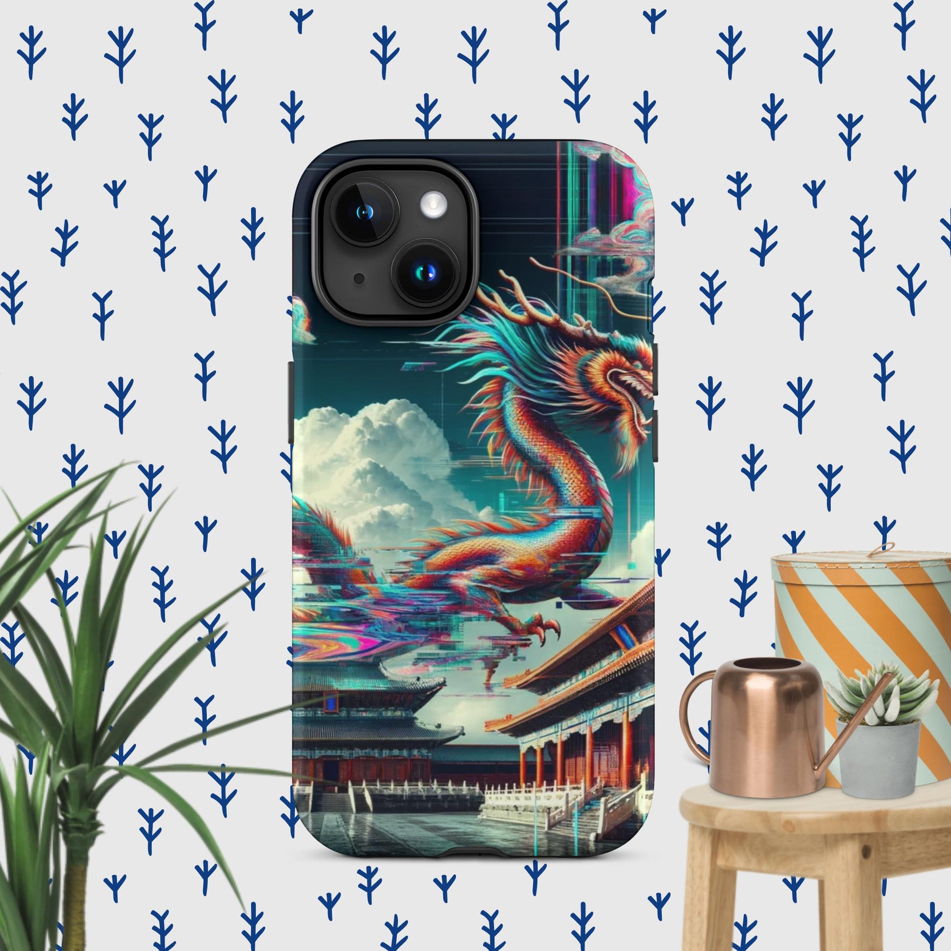 The Hologram Hook Up Matte / iPhone 15 Dragon Glitch Tough Case for iPhone®