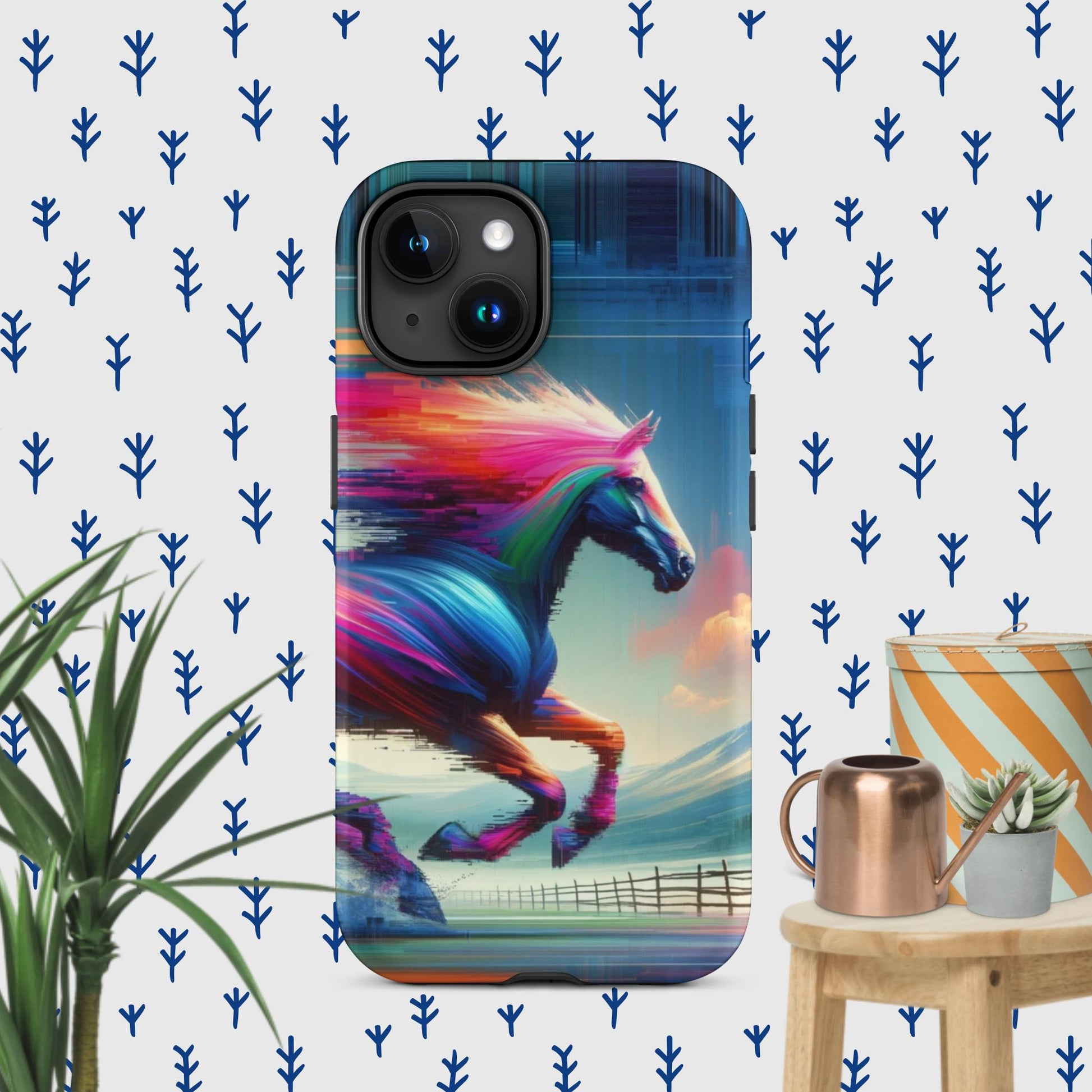The Hologram Hook Up Matte / iPhone 15 Horse Glitch Tough Case for iPhone®