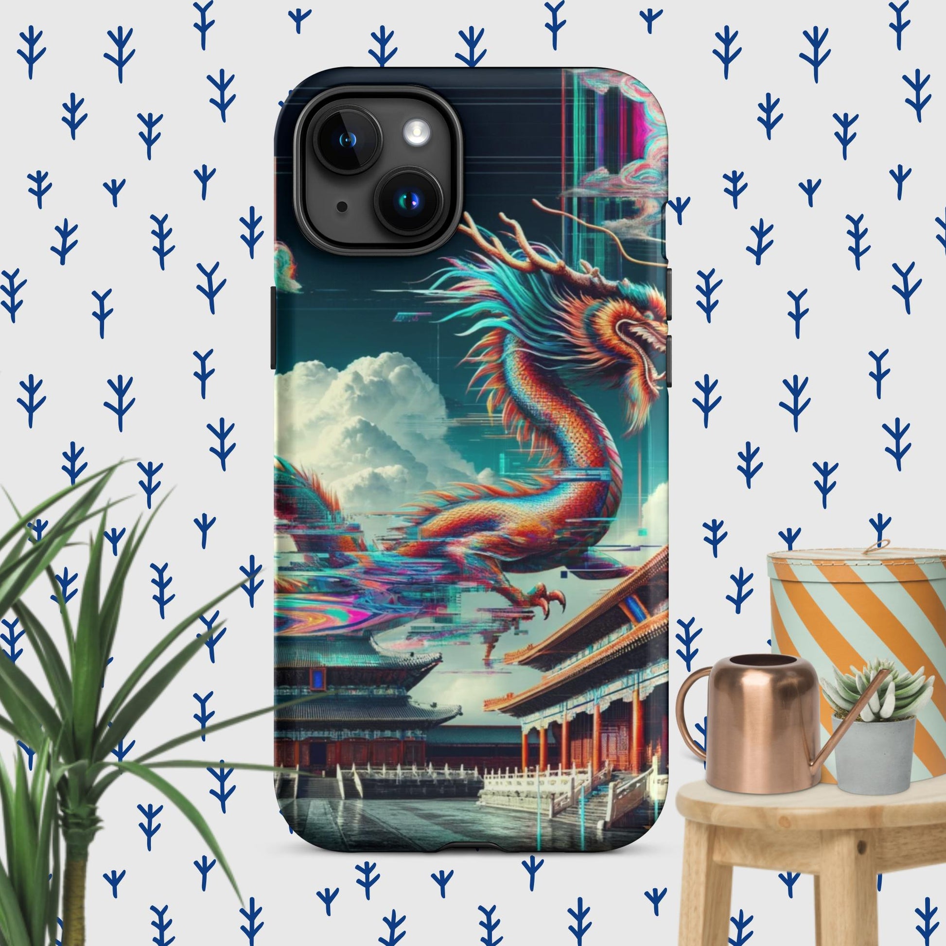 The Hologram Hook Up Matte / iPhone 15 Plus Dragon Glitch Tough Case for iPhone®