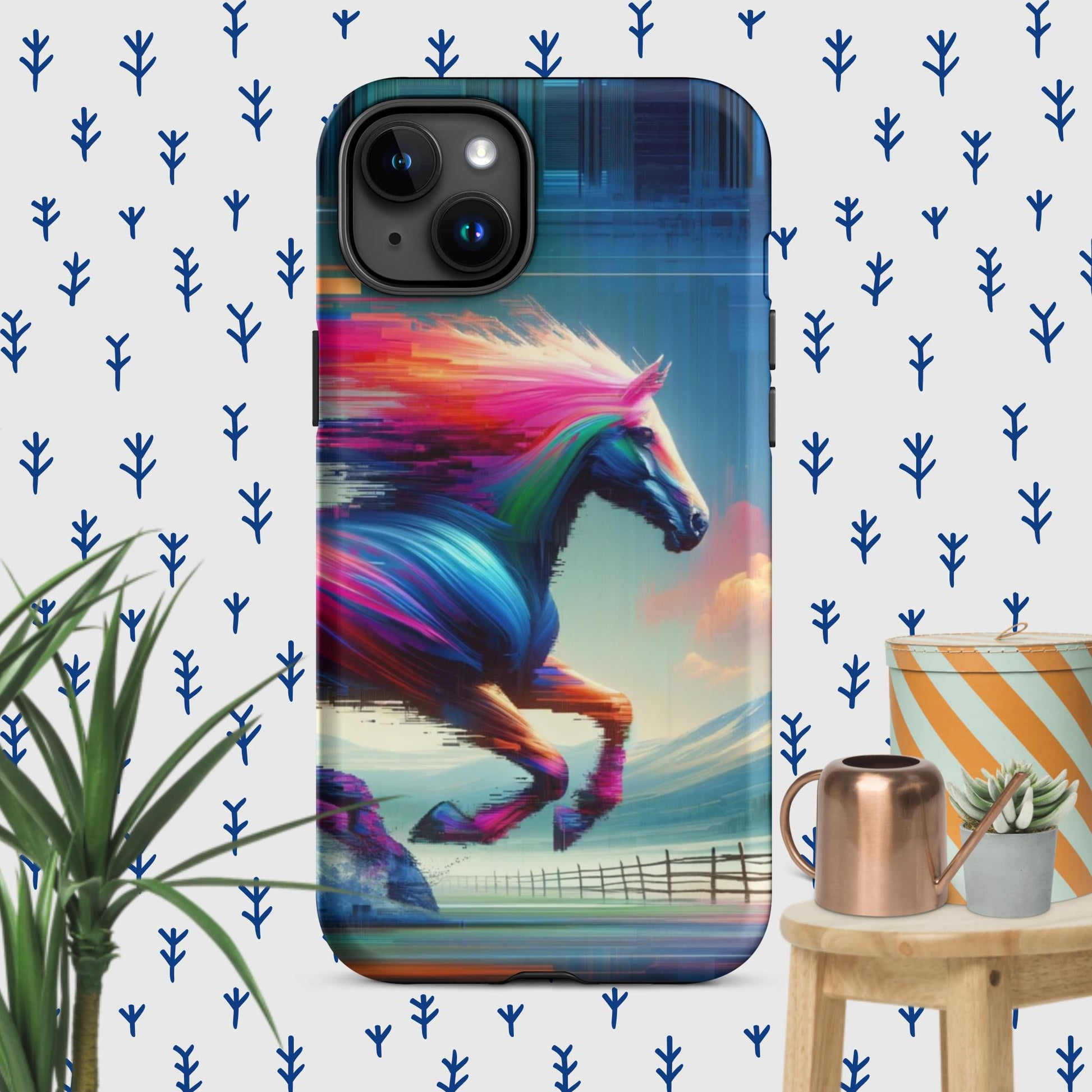 The Hologram Hook Up Matte / iPhone 15 Plus Horse Glitch Tough Case for iPhone®