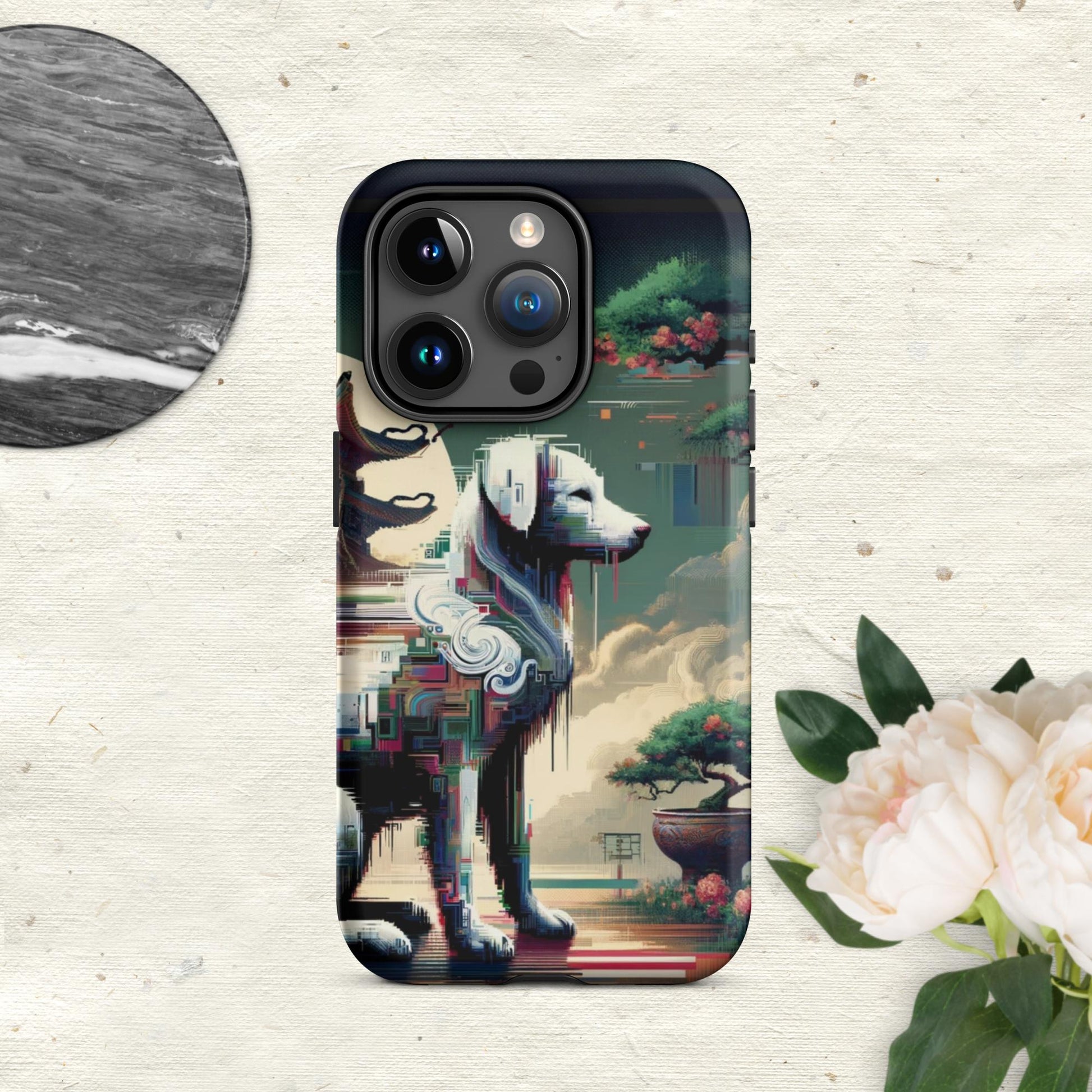 The Hologram Hook Up Matte / iPhone 15 Pro Dog Glitch Tough Case for iPhone®
