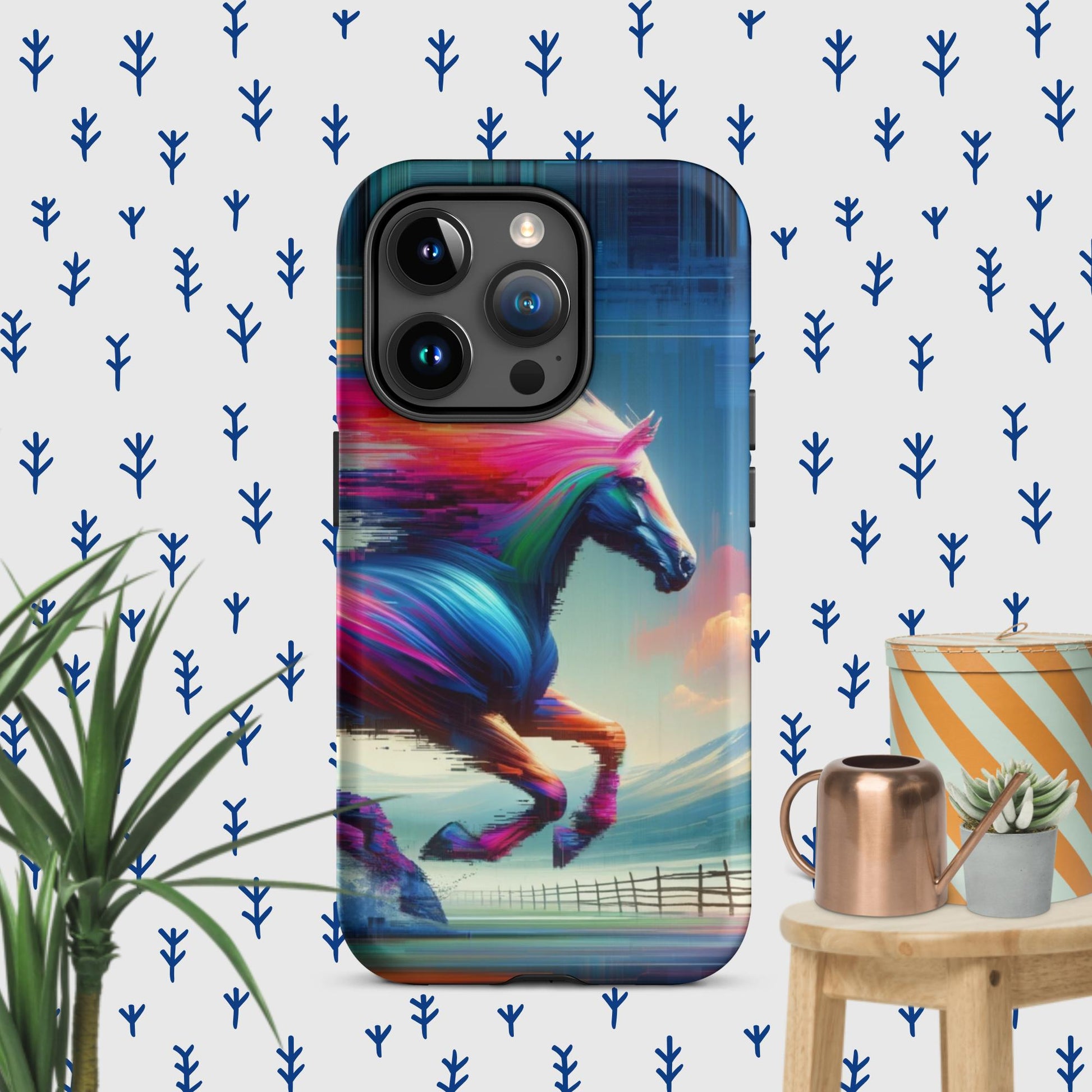 The Hologram Hook Up Matte / iPhone 15 Pro Horse Glitch Tough Case for iPhone®